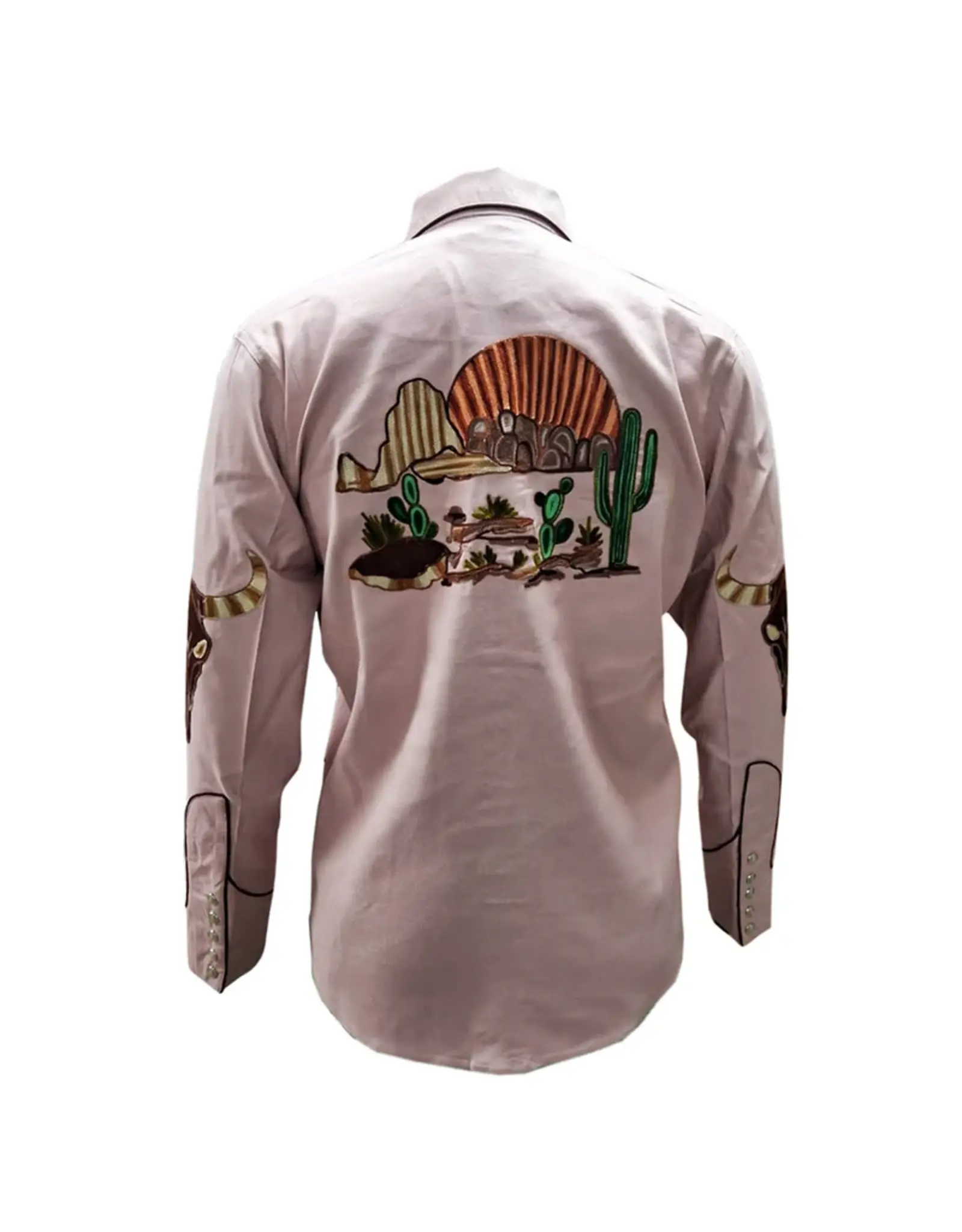 Western Blush Pink Embroidered Shirt
