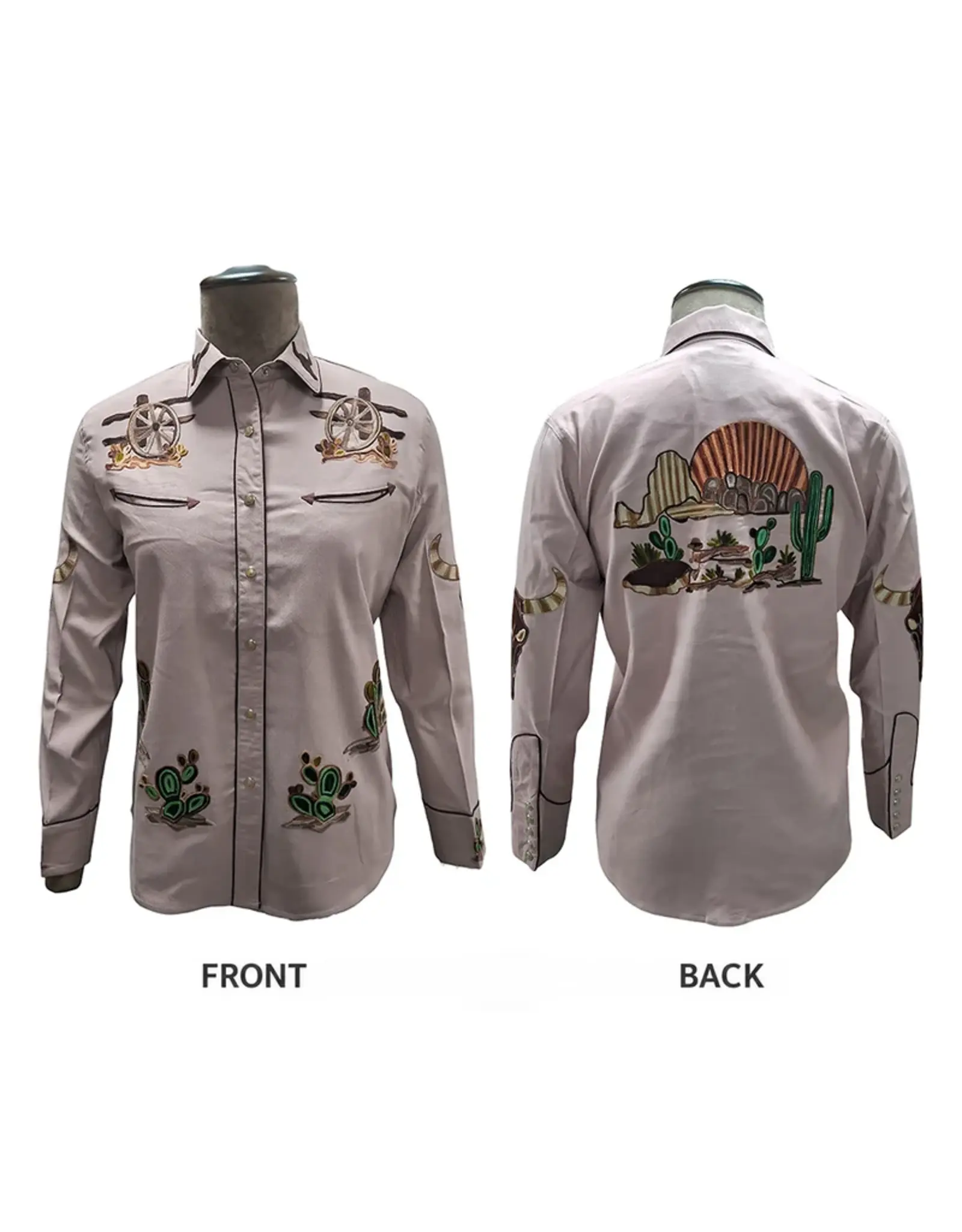 Western Blush Pink Embroidered Shirt