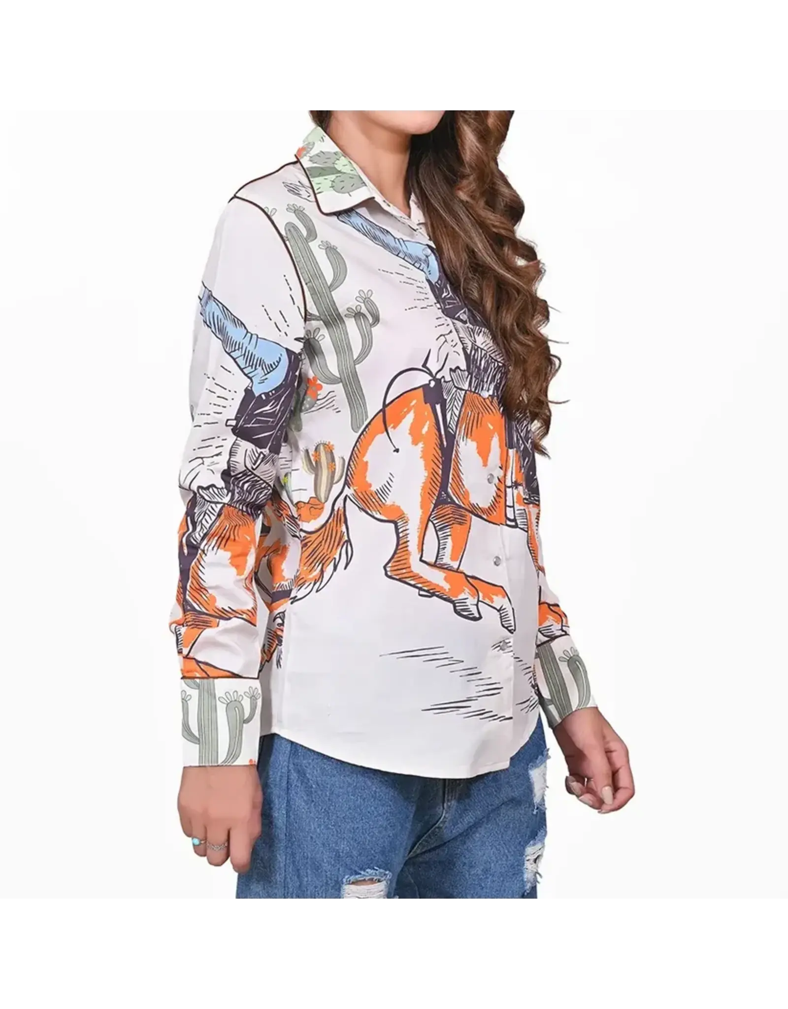 Western Bronc Rider Satin Cotton Shirt