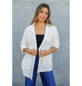 Charlie Chunky Knit Hooded Cream Cardigan