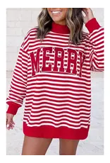 Merry Red Stripe Mock Neck Sweatshirt