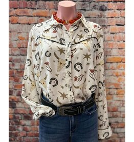 Skull & Horseshoe Long Sleeve Pearl Snap