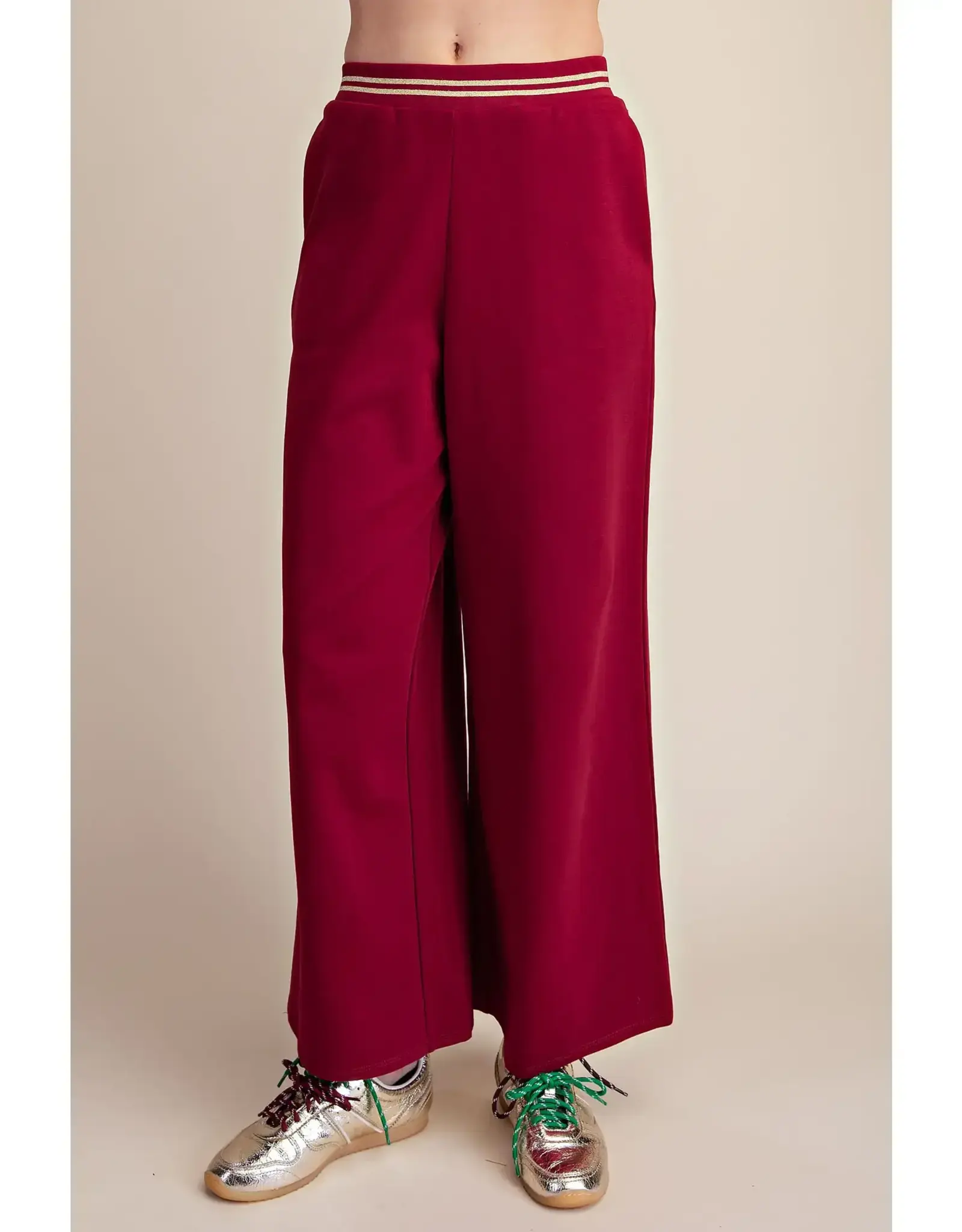 Whitney Burgundy Wide Leg Sweatpants