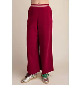 Whitney Burgundy Wide Leg Sweatpants