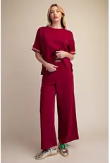 Whitney Burgundy Wide Leg Sweatpants