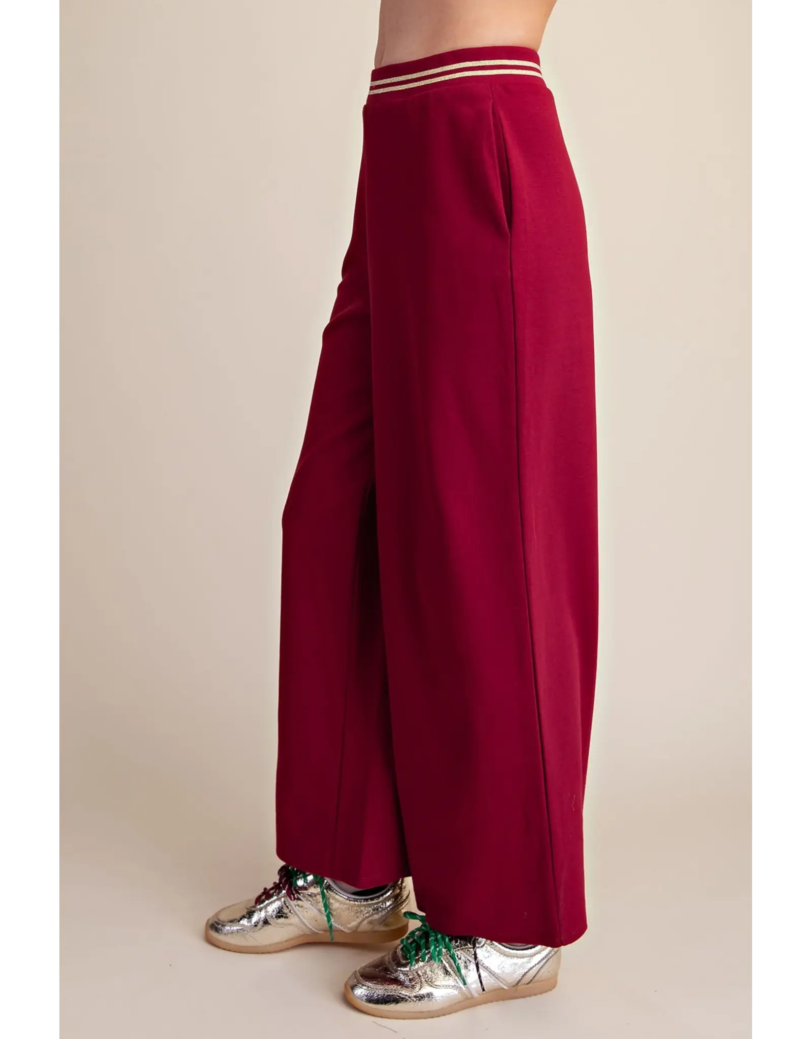 Whitney Burgundy Wide Leg Sweatpants