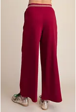 Whitney Burgundy Wide Leg Sweatpants