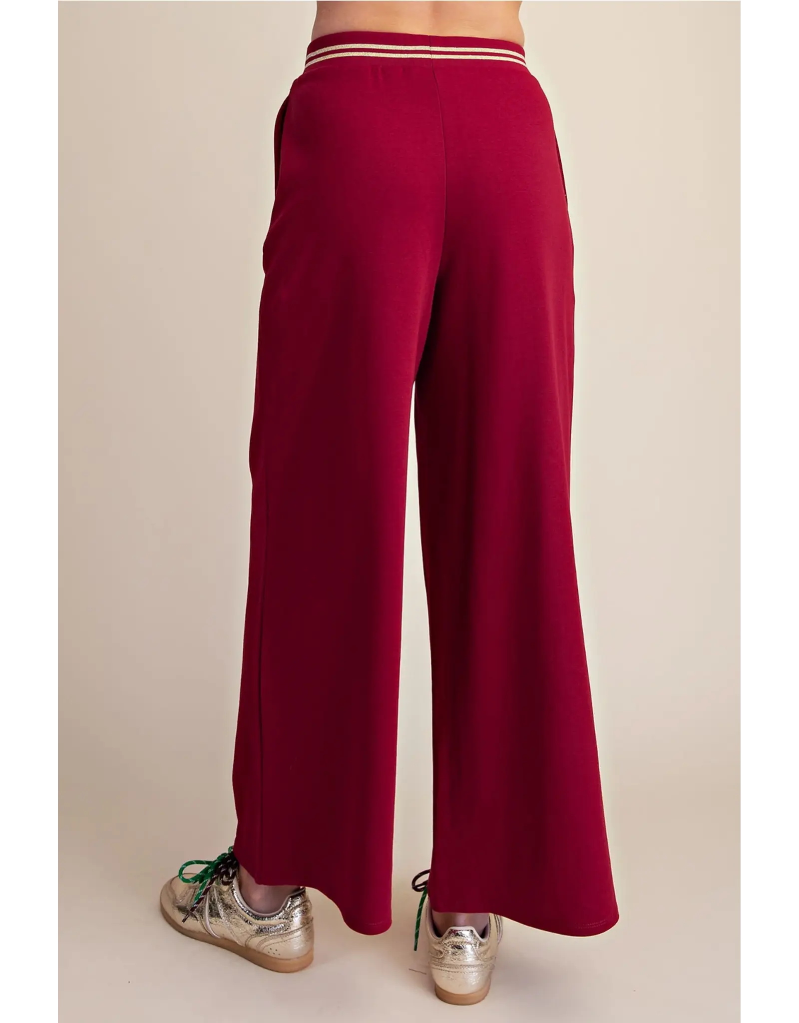 Whitney Burgundy Wide Leg Sweatpants