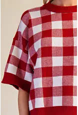 Betsy Burgundy Gingham Sweater
