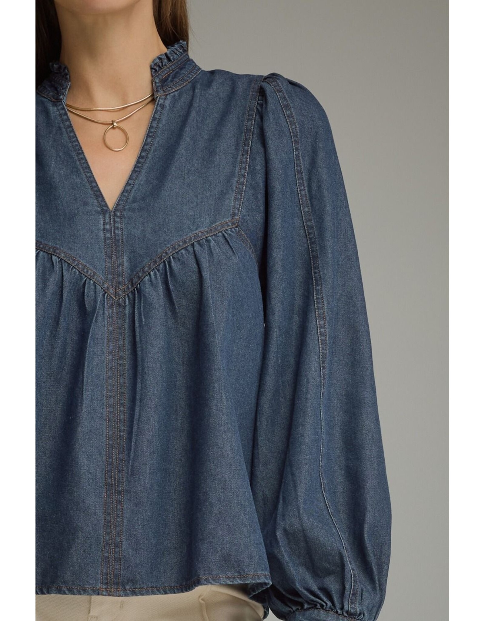 Victoria V-Neck Denim Top