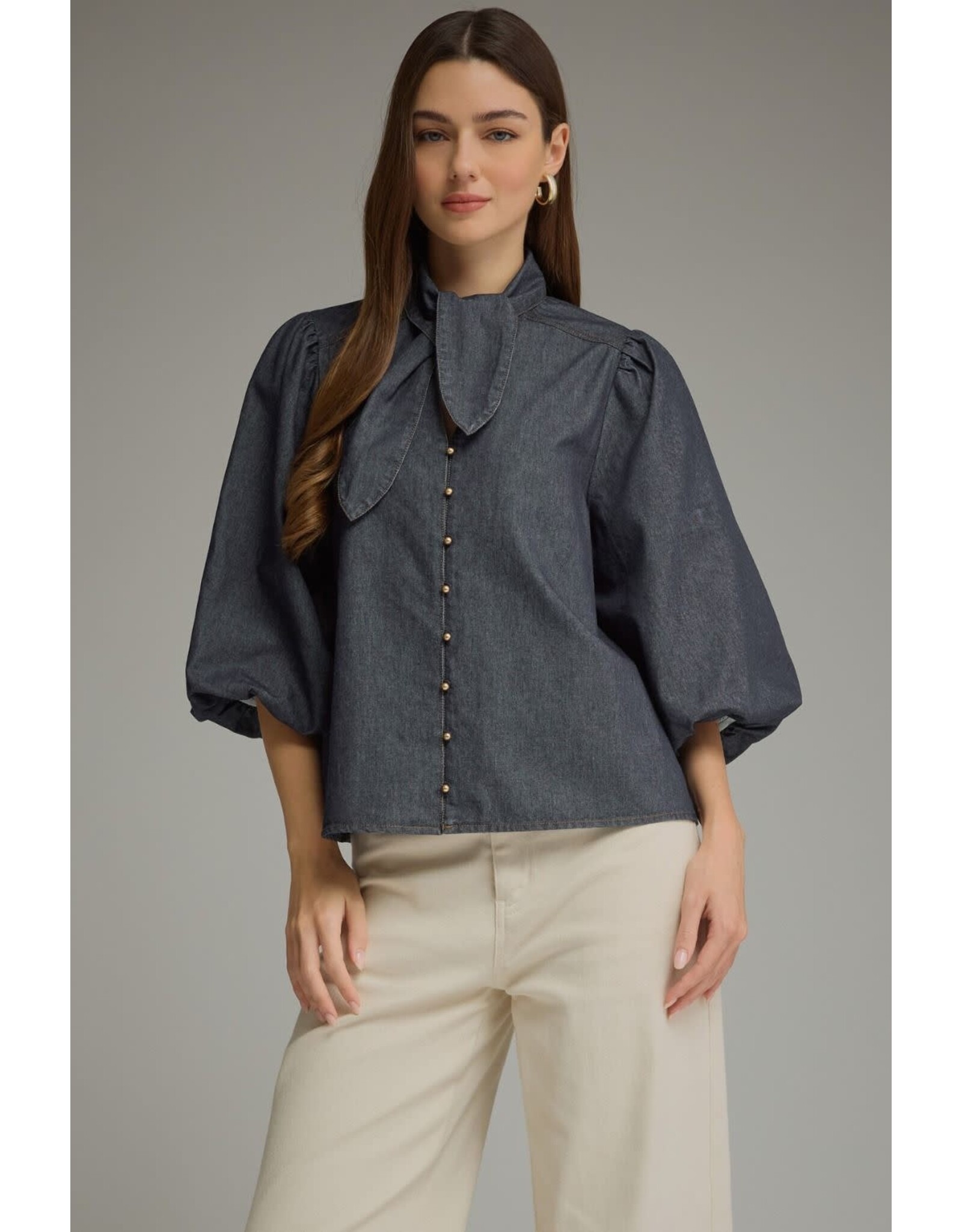 Vivian 3/4 Sleeve Denim Top