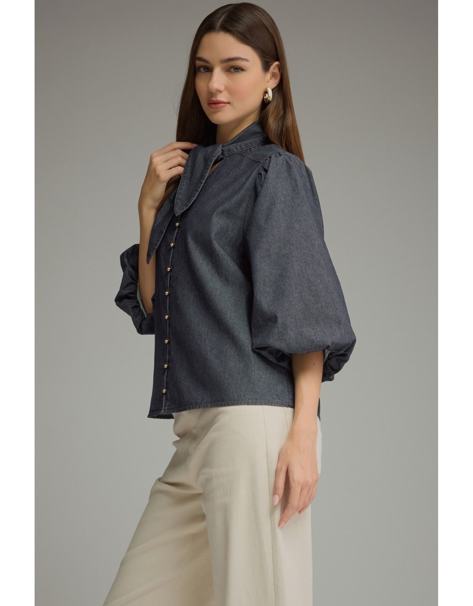 Vivian 3/4 Sleeve Denim Top