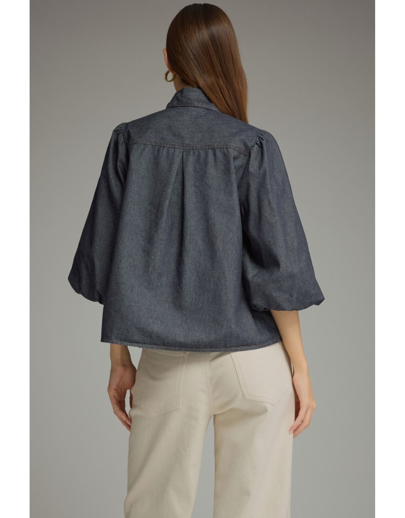 Vivian 3/4 Sleeve Denim Top