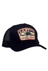 Lazy J Black Pure Bred High Profile Curved Bill Trucker Hat