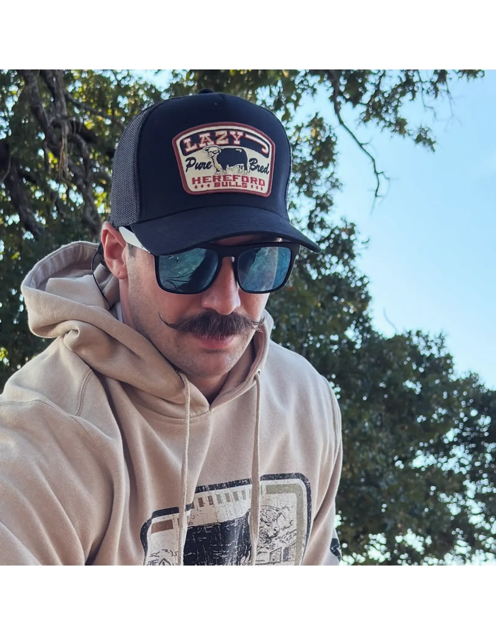 Lazy J Black Pure Bred High Profile Curved Bill Trucker Hat