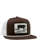 Lazy J Brown & White Iron Hide Rope High Profile Trucker Hat