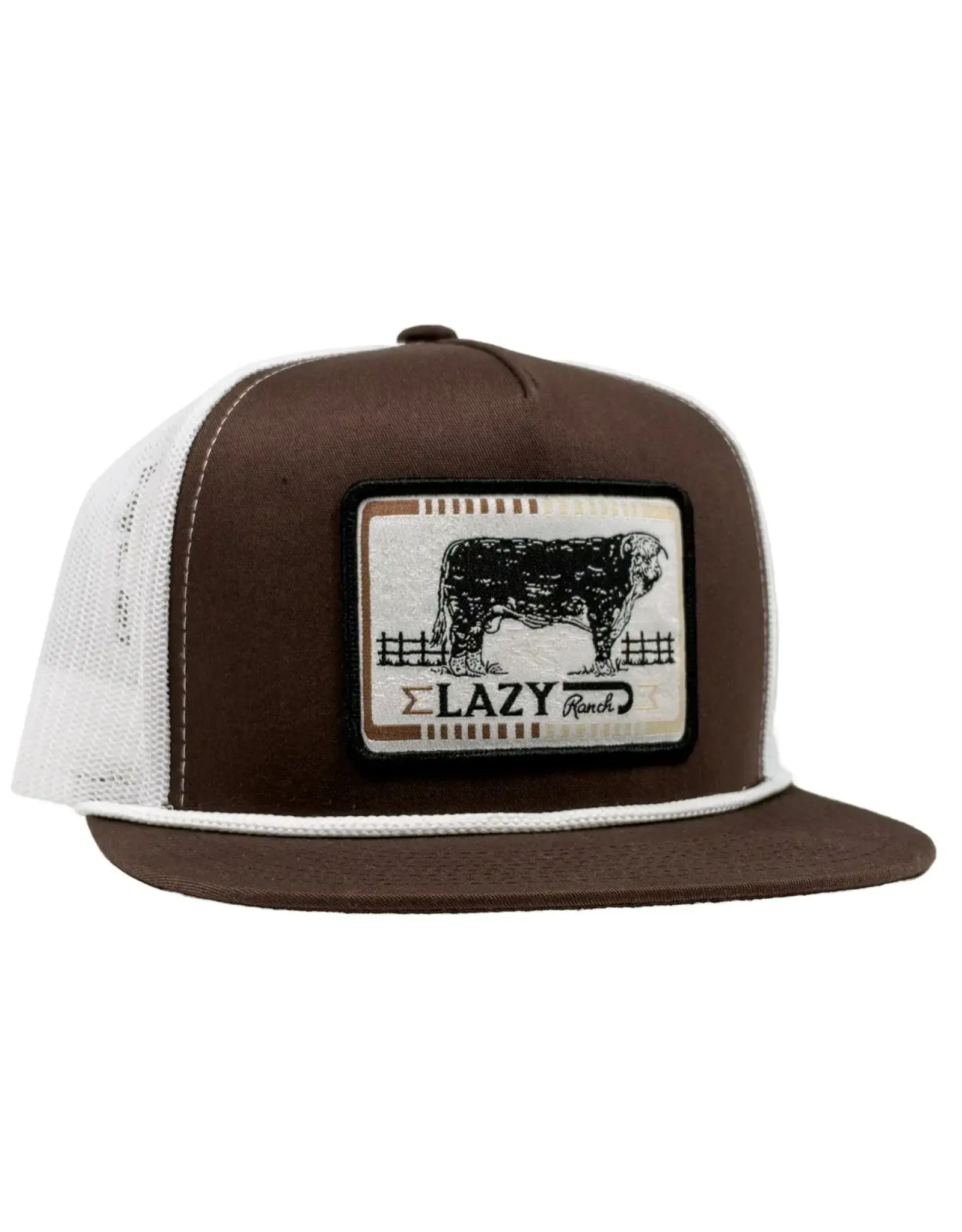 Lazy J Brown & White Iron Hide Rope High Profile Trucker Hat