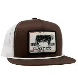 Lazy J Brown & White Iron Hide Rope High Profile Trucker Hat