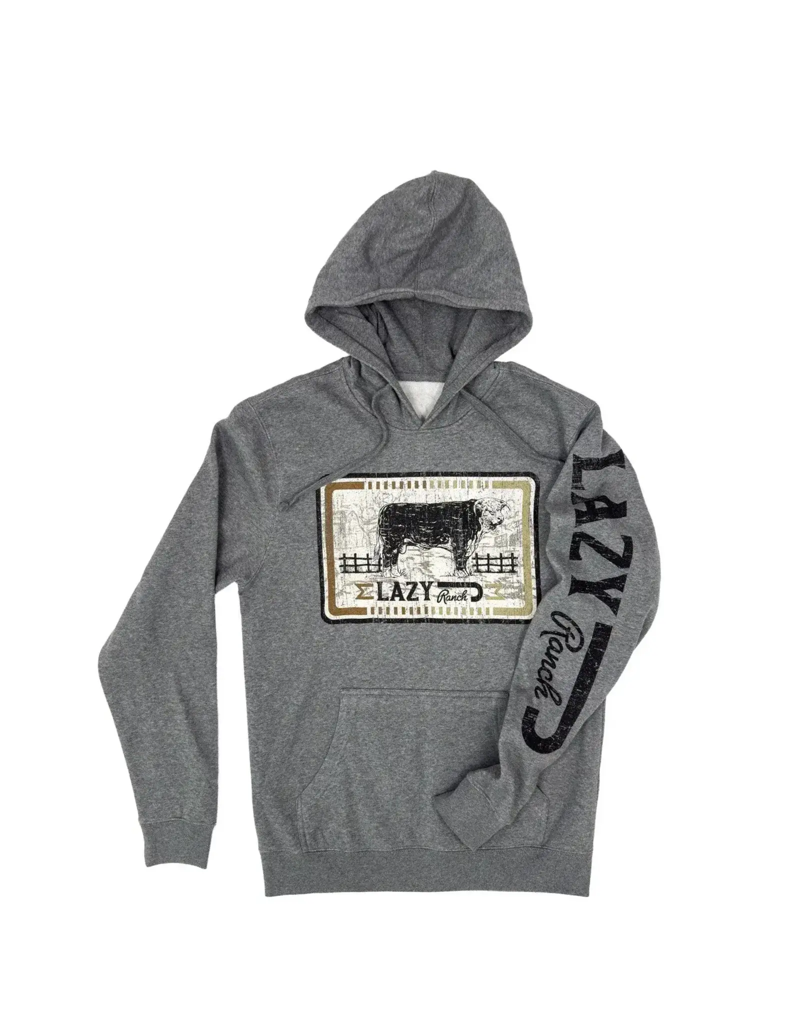 Lazy J Heather Grey Iron Hide Pullover Hoodie