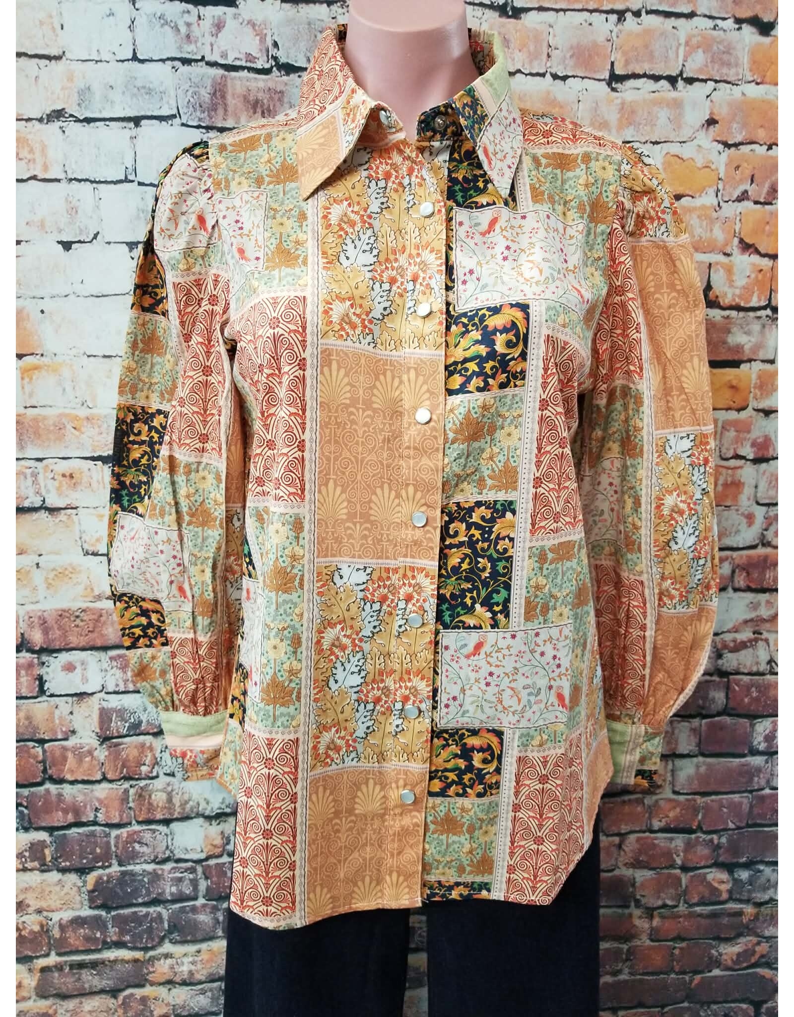 Oakley Sage Orange Patchwork Top