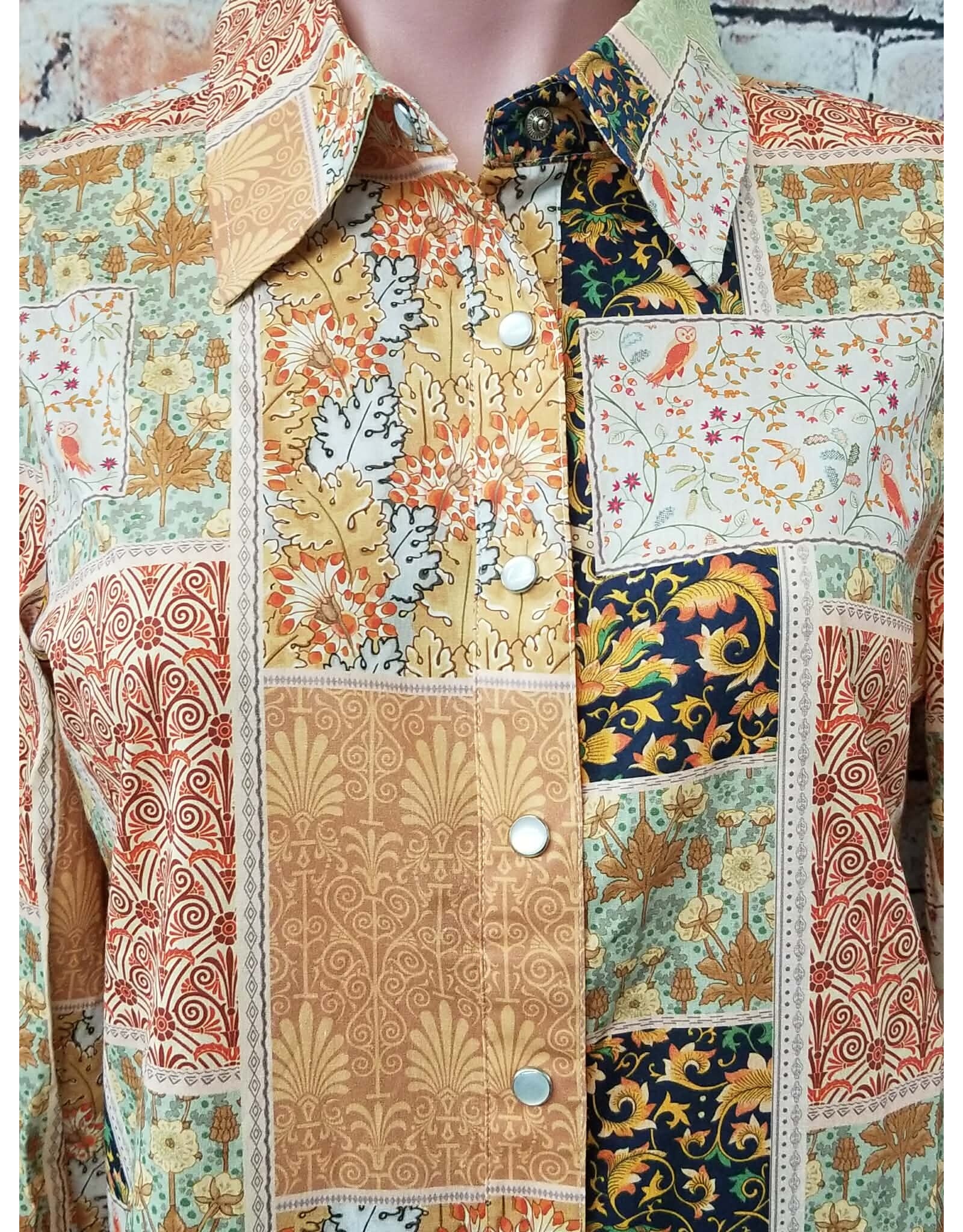 Oakley Sage Orange Patchwork Top