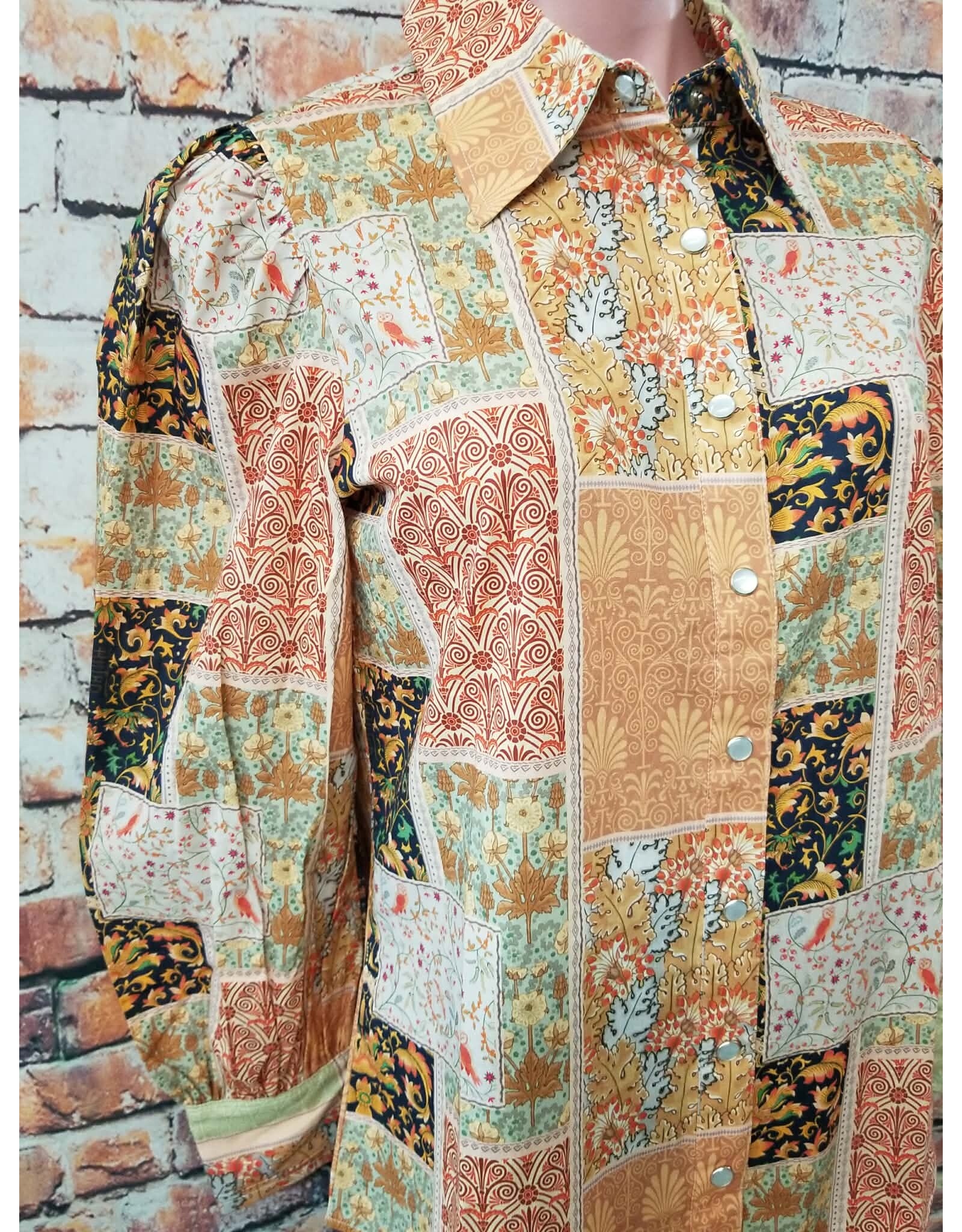 Oakley Sage Orange Patchwork Top