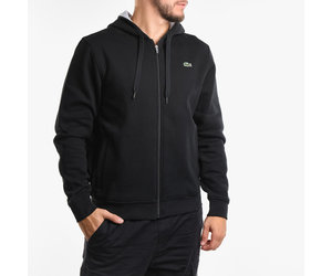Lacoste Sport Fleece Hooded Zip Up Black Top Fashion