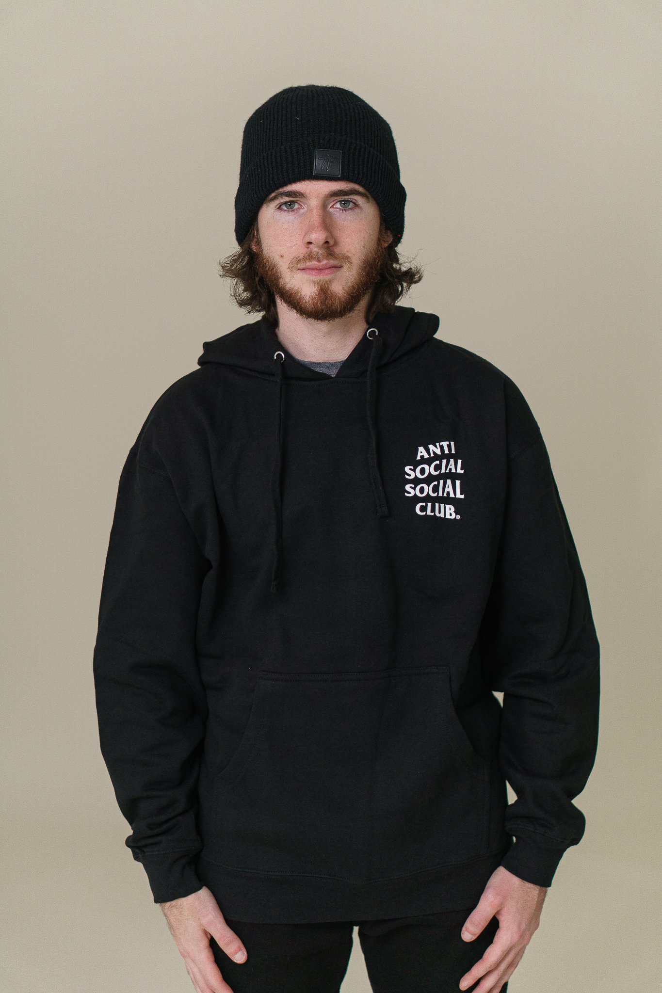 anti social social clob BLACK hoody L - パーカー