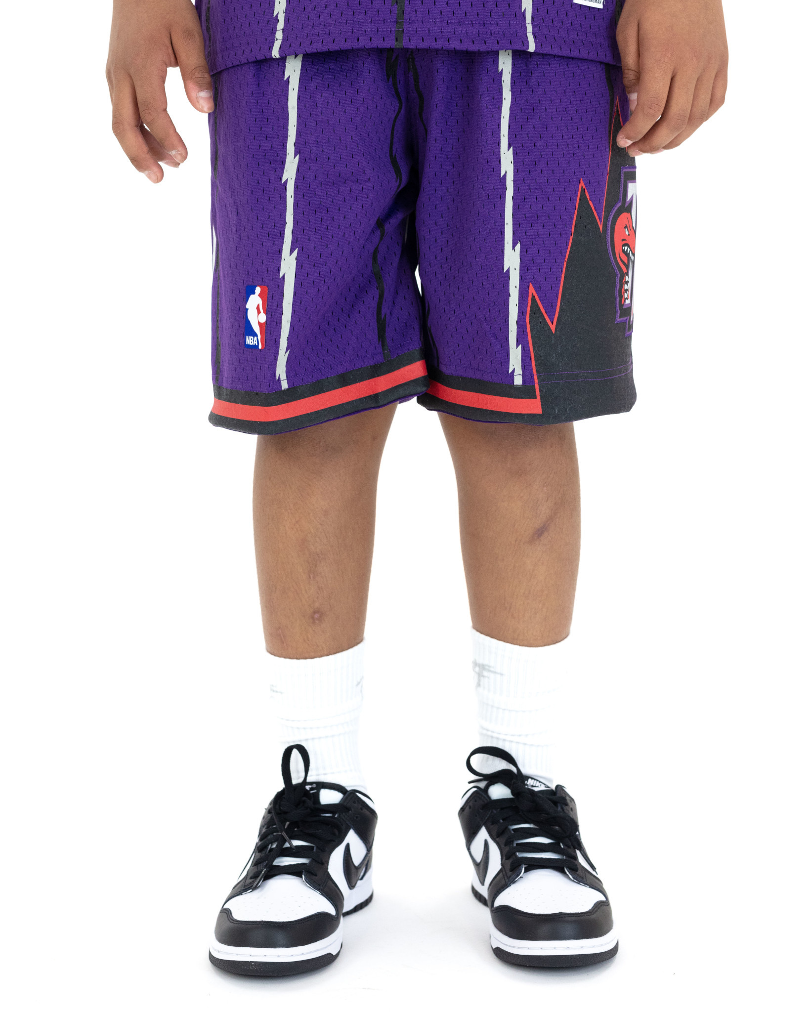 Mitchell Ness NBA Toronto Raptors Mesh Swingman Shorts In Purple