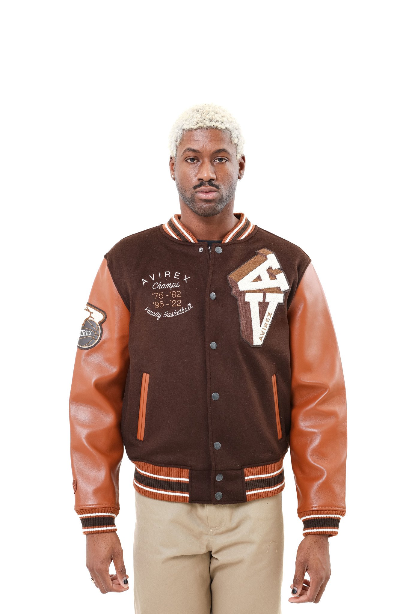 Avirex Team Eagle Wool Leather Varsity Jacket 'Chocolate|AVF222O13|TF