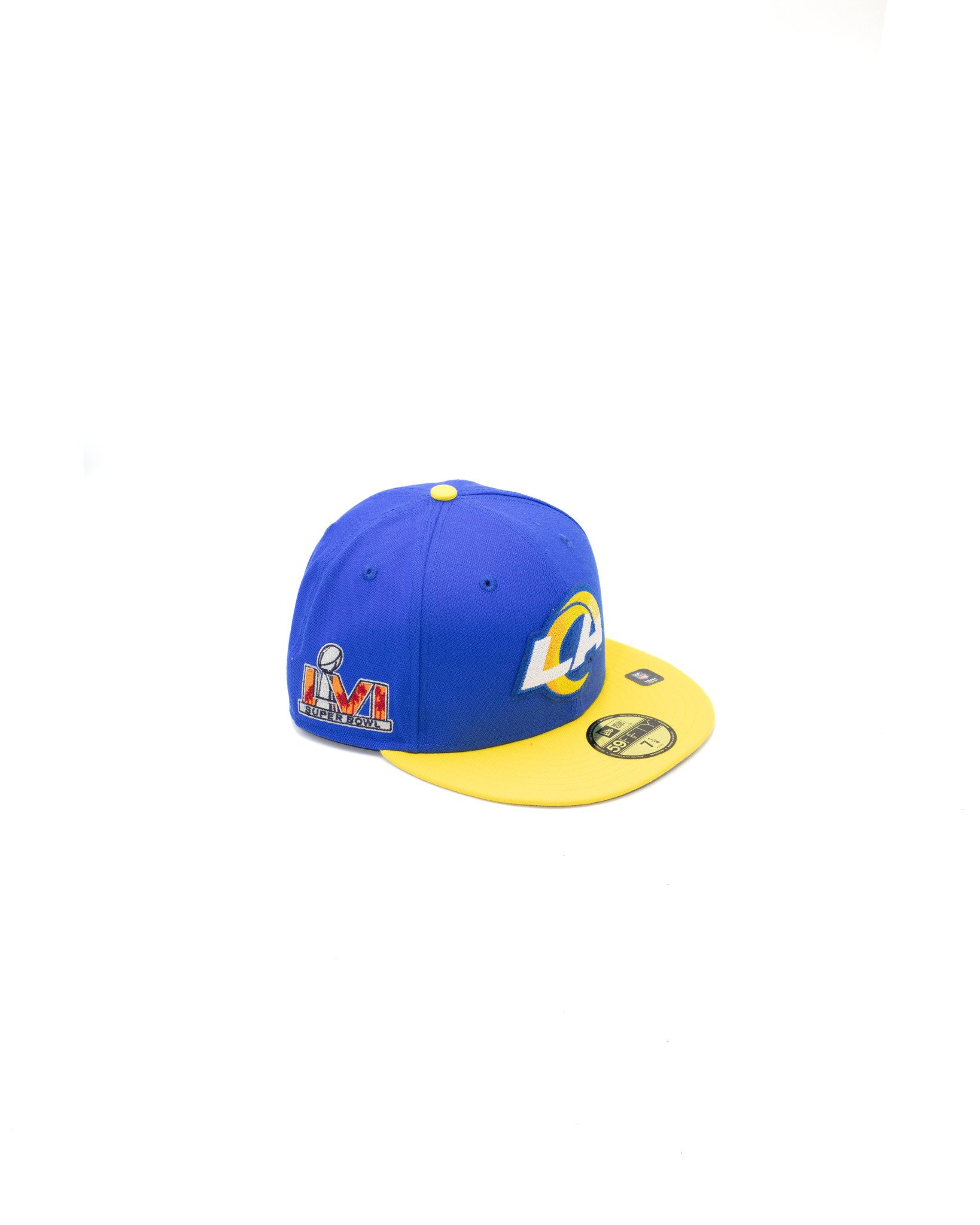 Los Angeles Rams Fitted New Era 59Fifty Letterman Blue Yellow Cap Hat