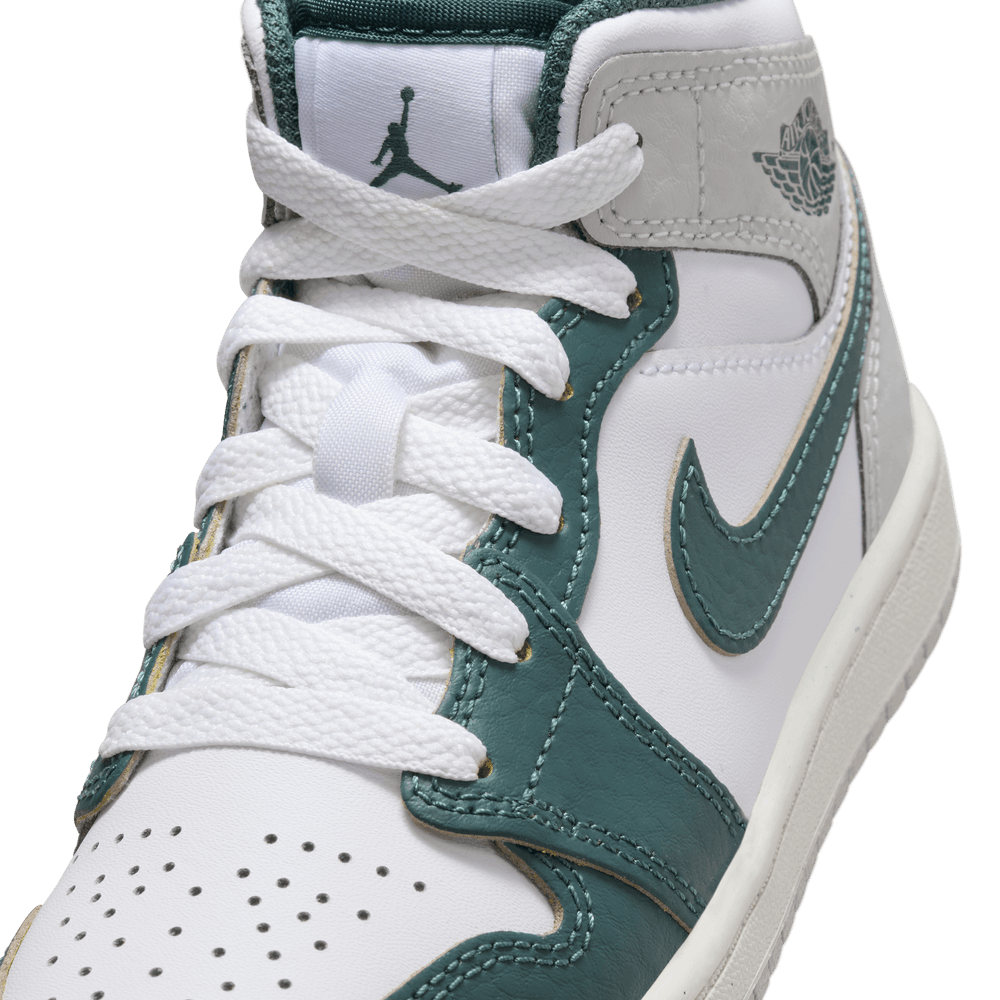 PS Air Jordan 1 Mid SE 'WHT/Oxidized GRN-Sail-NRU GRY|FQ8087 PS Air Jordan 1 Mid SE 'WHT/Oxidized GRN-Sail-NRU GRY|FQ8087