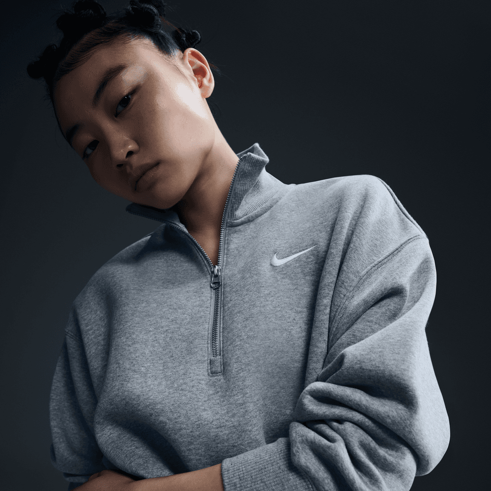 Wmns Nike SPW PHX FLC 1/2-Zip Crop SWS 'Dk GRY HET /Sail Wmns Nike SPW PHX FLC 1/2-Zip Crop SWS 'Dk GRY HET /Sail