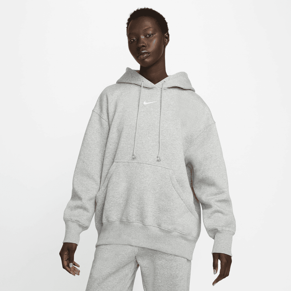 Wmns Nike SPW PHX FLC OVS PO Hoodie 'Dk GRY Heather/Sail