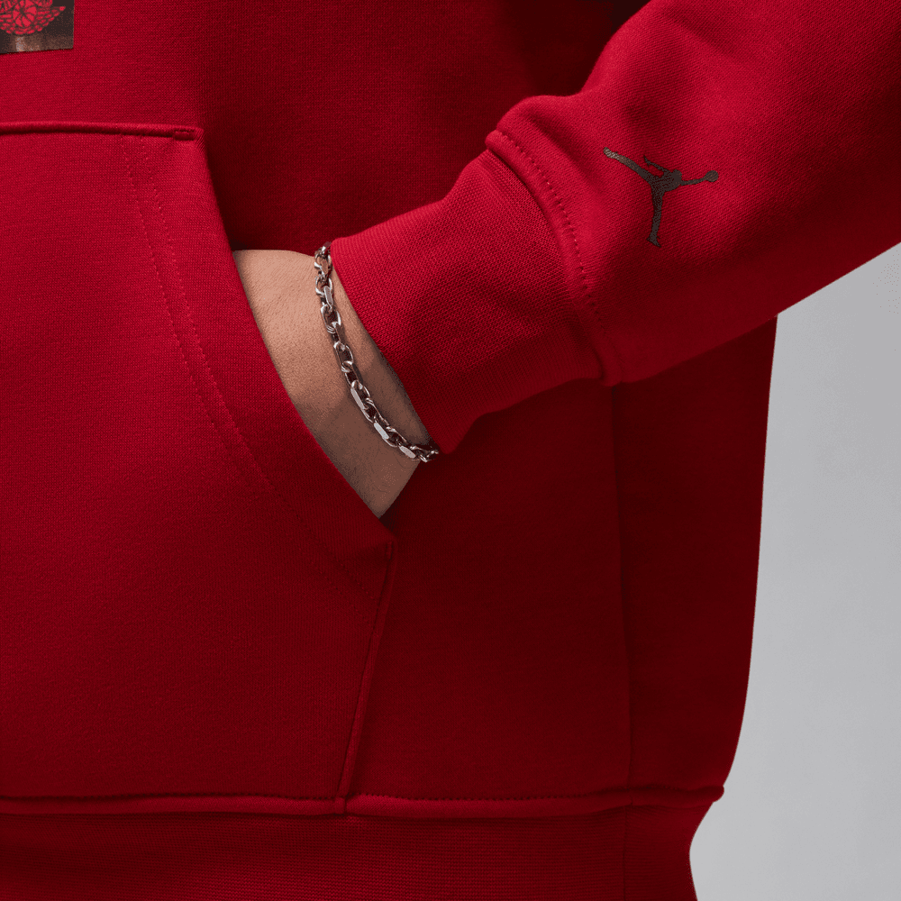 Air Jordan Jumpman Chimney FLC PO Hoodie Gym Red BLK HQ5654 687 TF Top Fashion