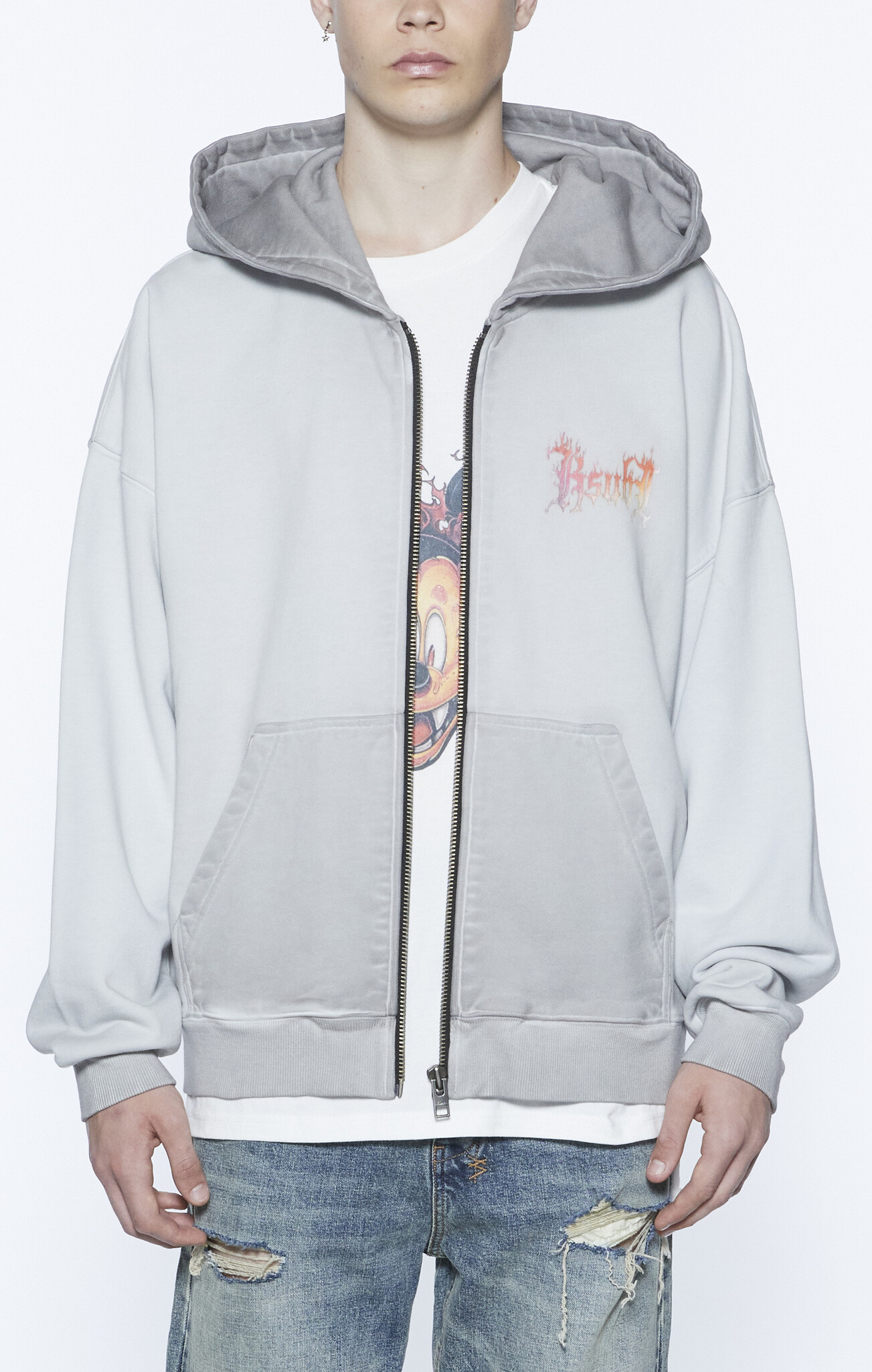 Ksubi Fuego Ekcess Zip Thru Hoodie 'White|MPS25FL007-010|Top Ksubi Fuego Ekcess Zip Thru Hoodie 'White|MPS25FL007-010|Top