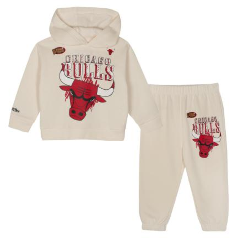 Kids M&N Chicago Bulls Hang Time Fleece Set 'Cream