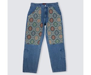 Pleasures Floral Ultra Double Knee Pant 'Indigo|P25SP042