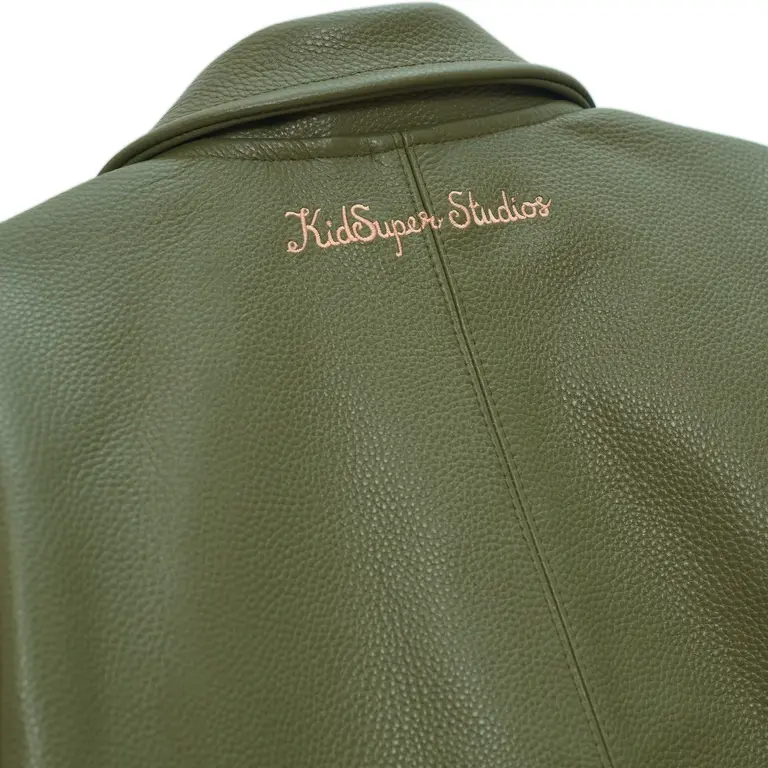 Kidsuper Kidsuper Patchwork Face Leather Varsity Jacket
