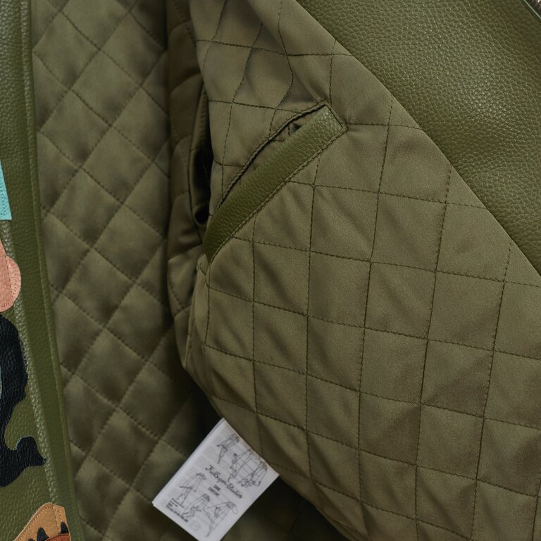 Kidsuper Kidsuper Patchwork Face Leather Varsity Jacket