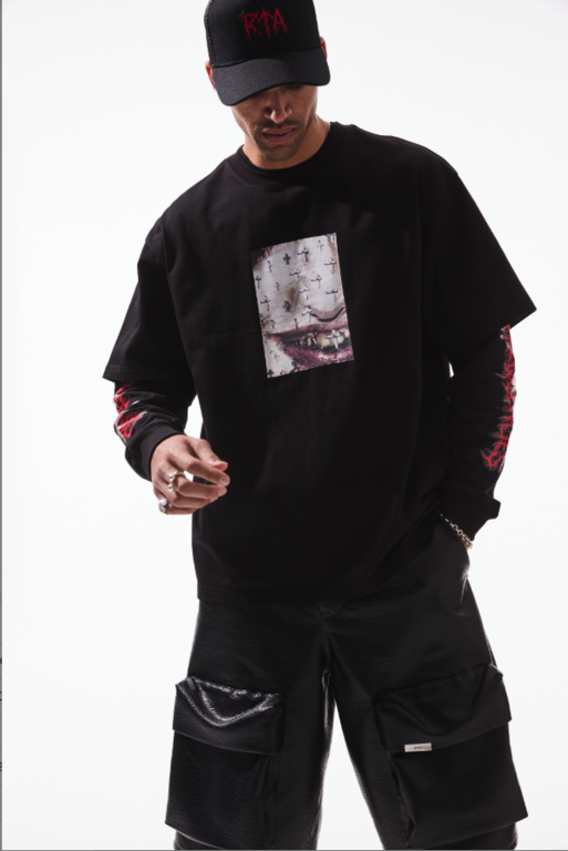 RTA RTA Black Cross Grillz Tee