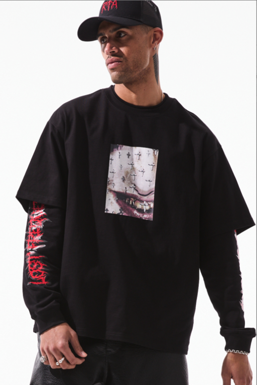 RTA RTA Black Cross Grillz Tee