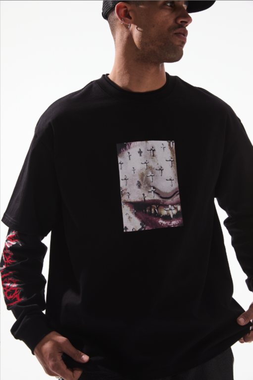 RTA RTA Black Cross Grillz Tee