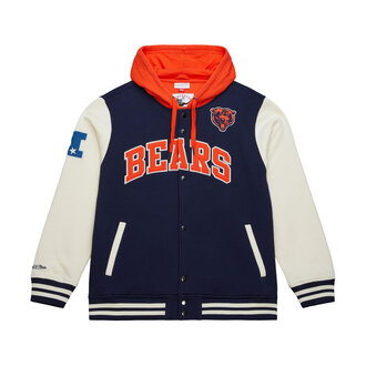 Mitchell & Ness M&N NFL Vintage Logo Chicago Bears Courtside Fleece Button Front Hoodie