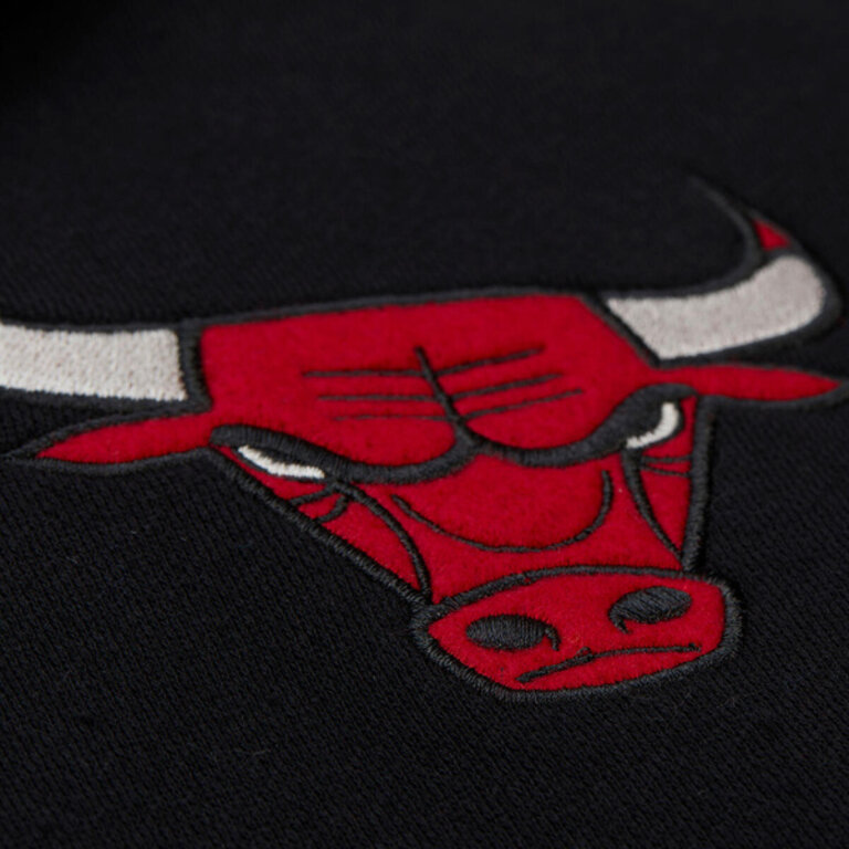 Mitchell & Ness M&N NBA Vi M&N NBA Vintage Logo Chicago Bulls Courtside Fleece Button Front Hoodie 'Black' * Full titlentage Logo Chicago Bulls Courtside Fleece Button Front Hoodie