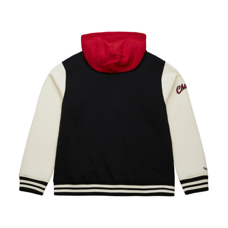 Mitchell & Ness M&N NBA Vi M&N NBA Vintage Logo Chicago Bulls Courtside Fleece Button Front Hoodie 'Black' * Full titlentage Logo Chicago Bulls Courtside Fleece Button Front Hoodie