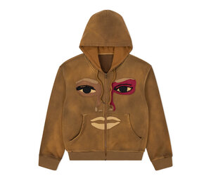 KidSuper Patchwork Face Heavy WGT Zip Up HOD 'Dark Brown|AW25-HD KidSuper Patchwork Face Heavy WGT Zip Up HOD 'Dark Brown|AW25-HD