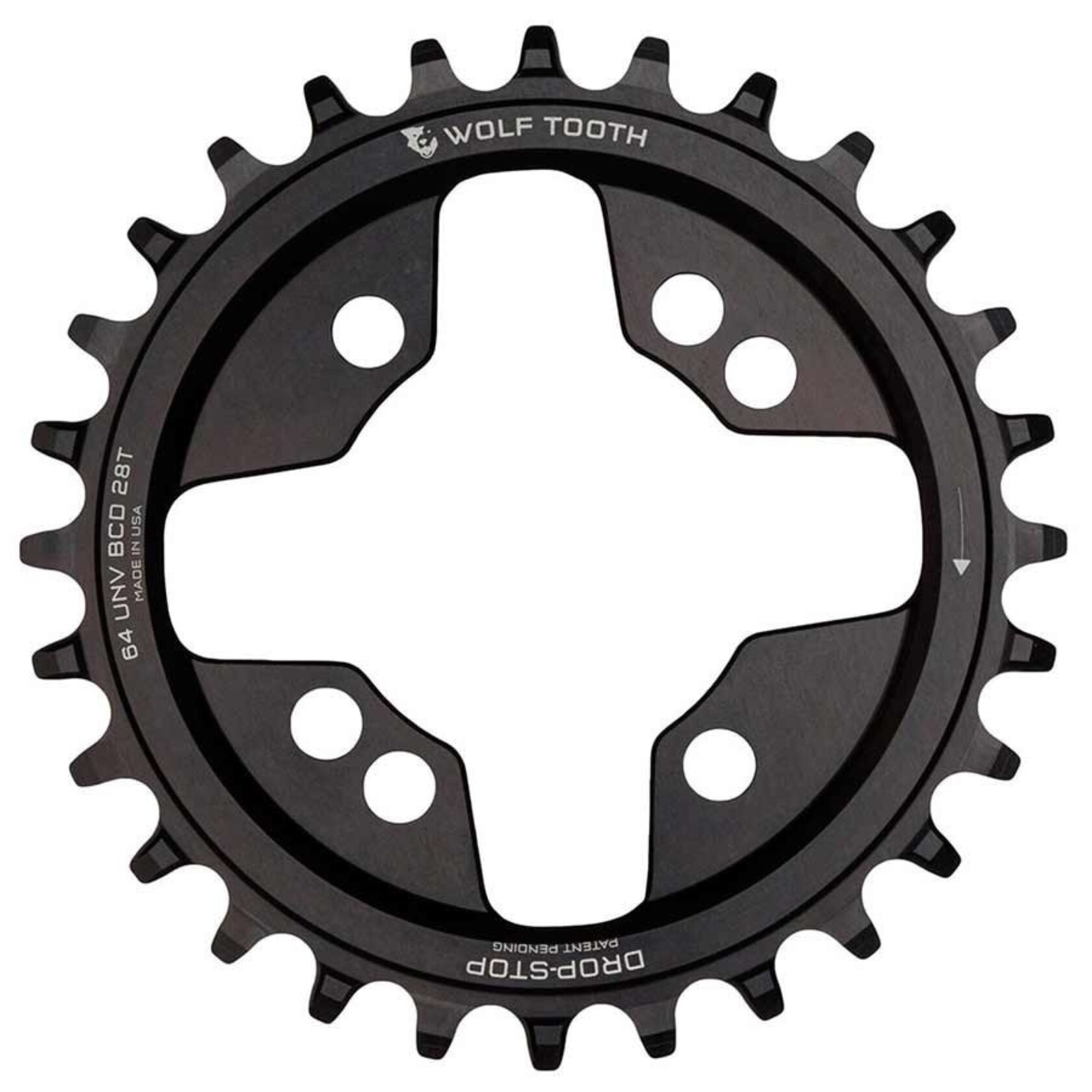 Wolftooth, BCD 64mm Universal, 28T Chainring, 9-11sp, BCD: 64, Aluminum ...