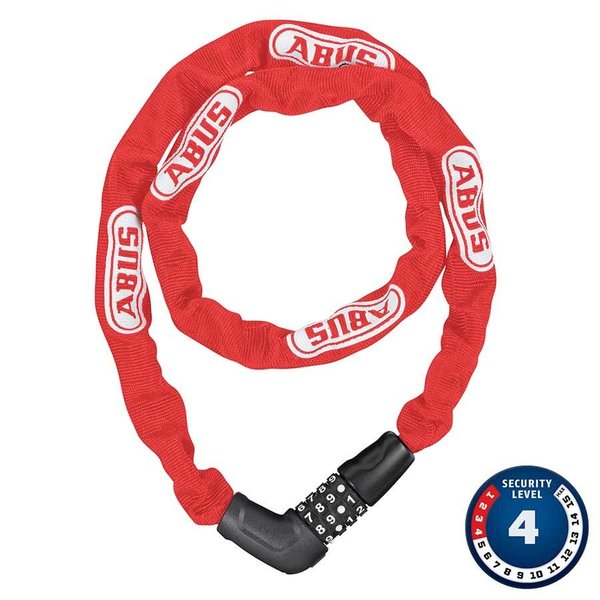 Abus Steel-O-Chain 5805C Chain with combination lock, 5mm/75cm, Red