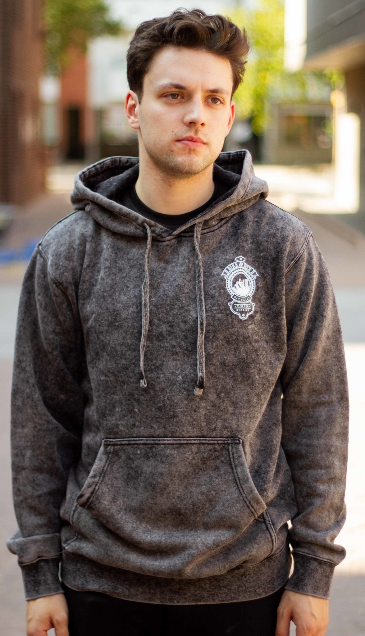 BIKE AND BREW Faded Grey Skully Hoodie